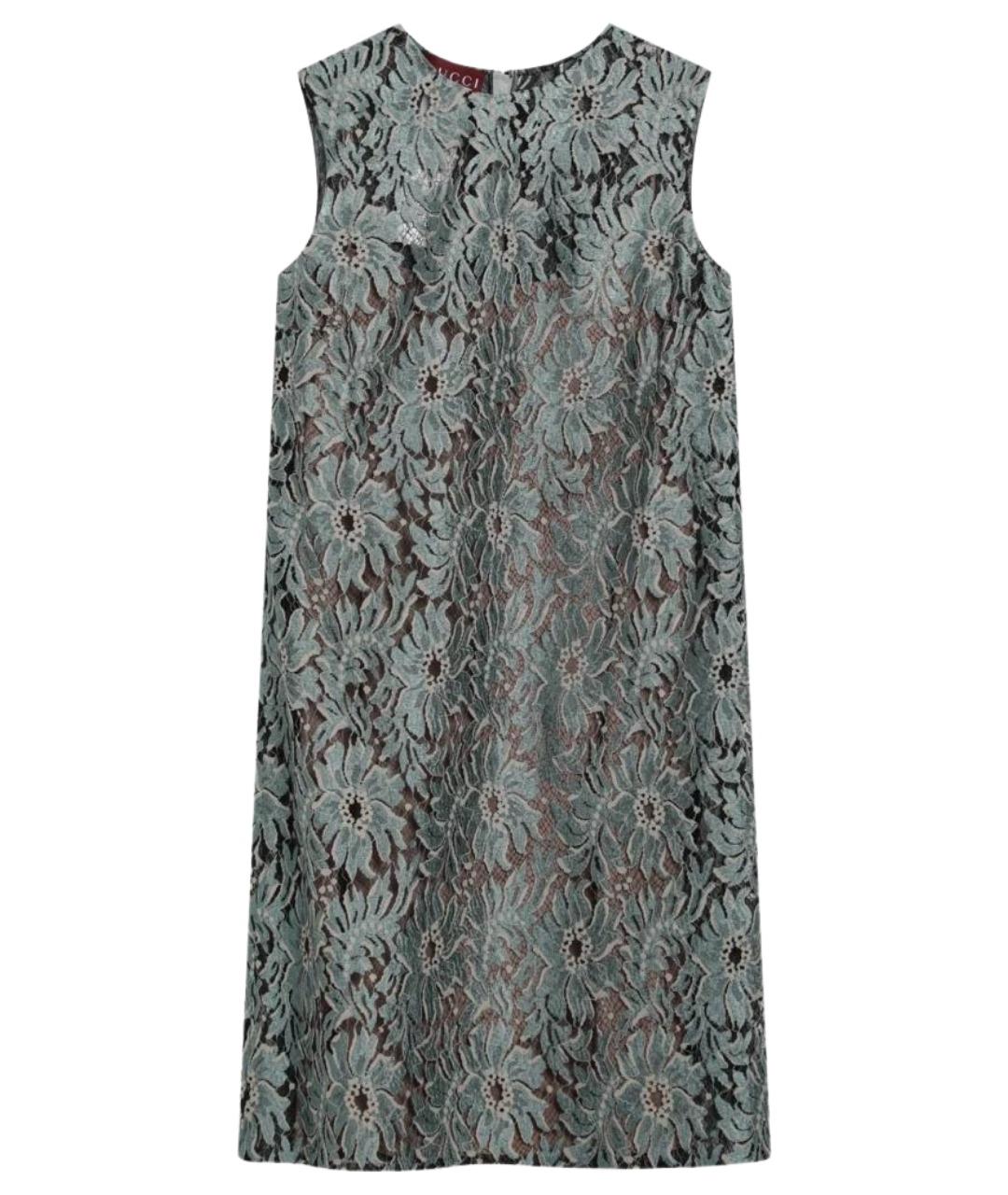 GUCCI Зеленые шелковое коктейльное платье, фото 1