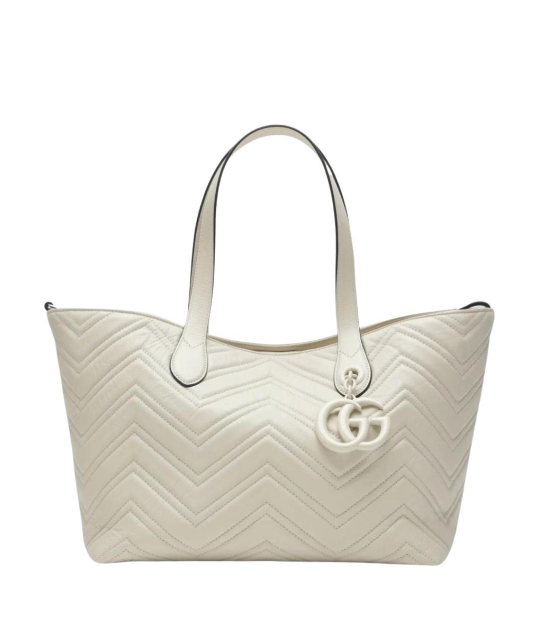 GUCCI Бежевая кожаная сумка тоут, фото 1