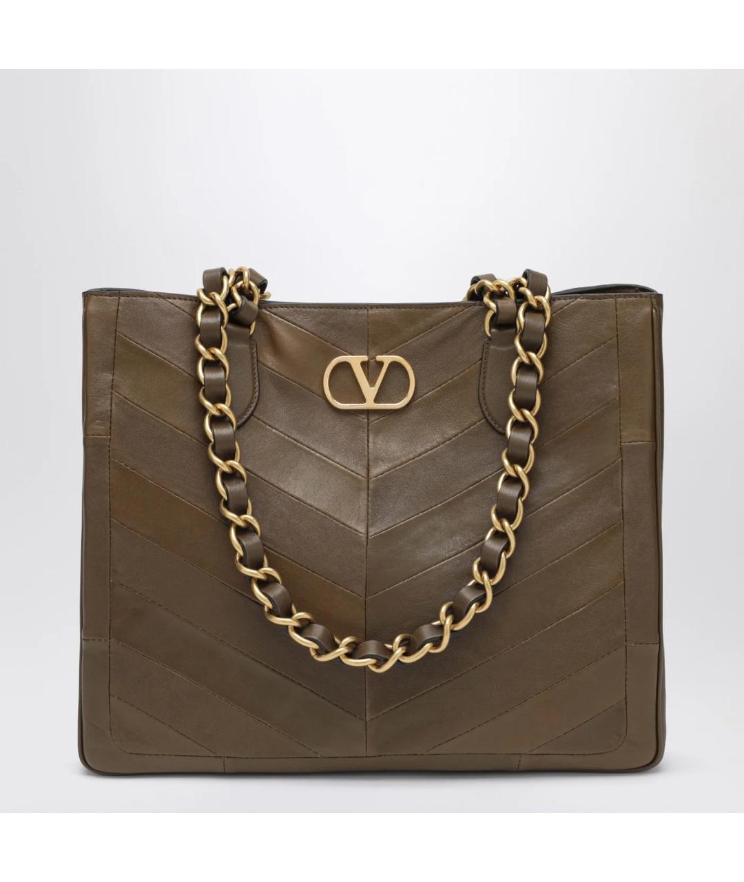 VALENTINO Зеленая кожаная сумка тоут, фото 3