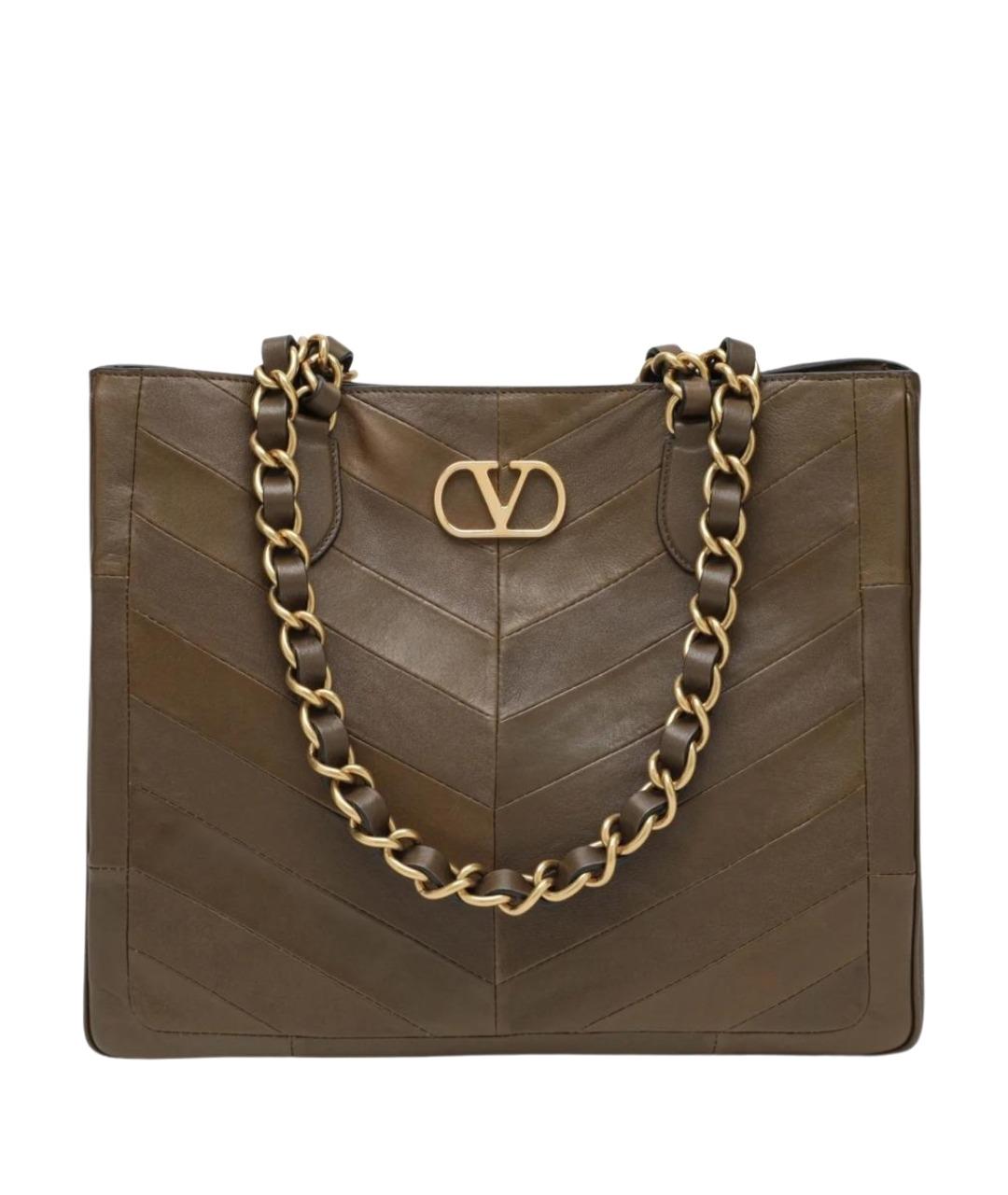 VALENTINO Зеленая кожаная сумка тоут, фото 1