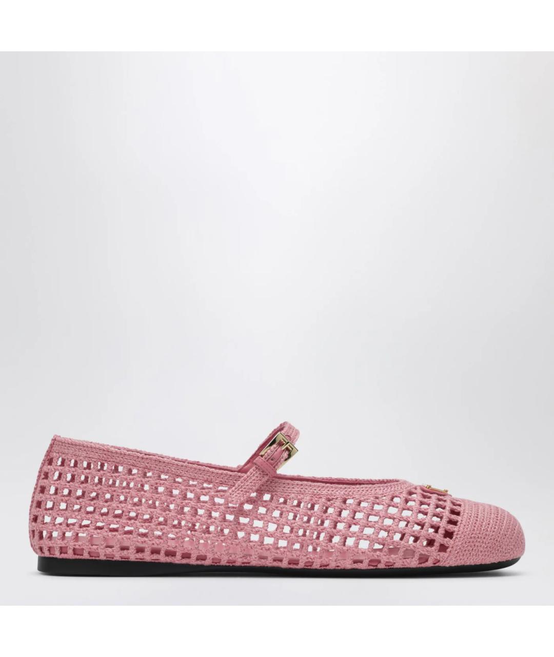 PRADA Розовые текстильные балетки, фото 3