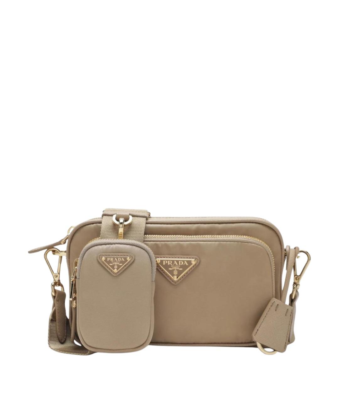 PRADA Бежевая синтетическая сумка через плечо, фото 1