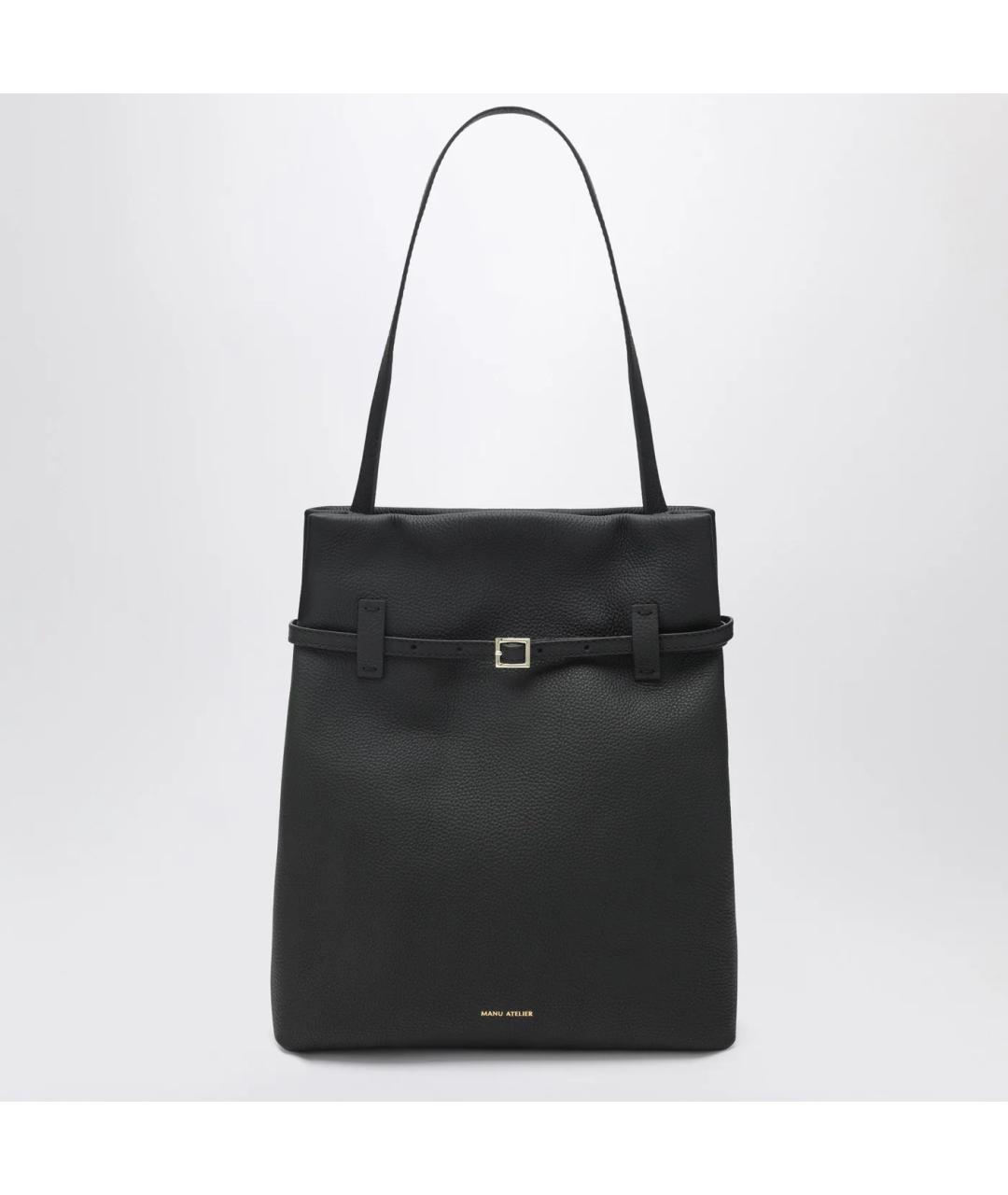 MANU ATELIER Черная кожаная сумка тоут, фото 3