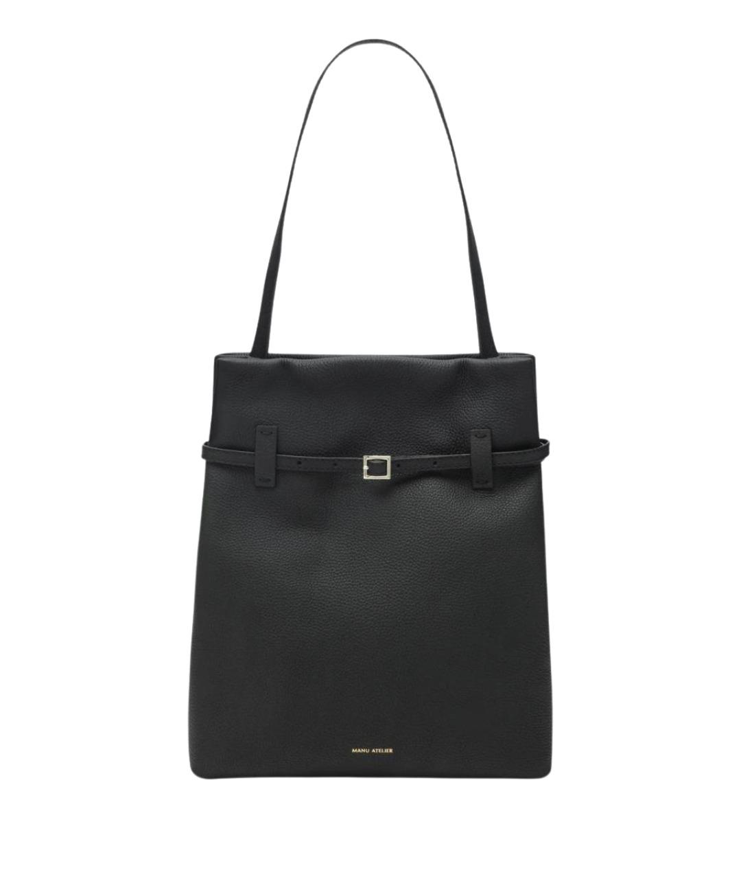 MANU ATELIER Черная кожаная сумка тоут, фото 1