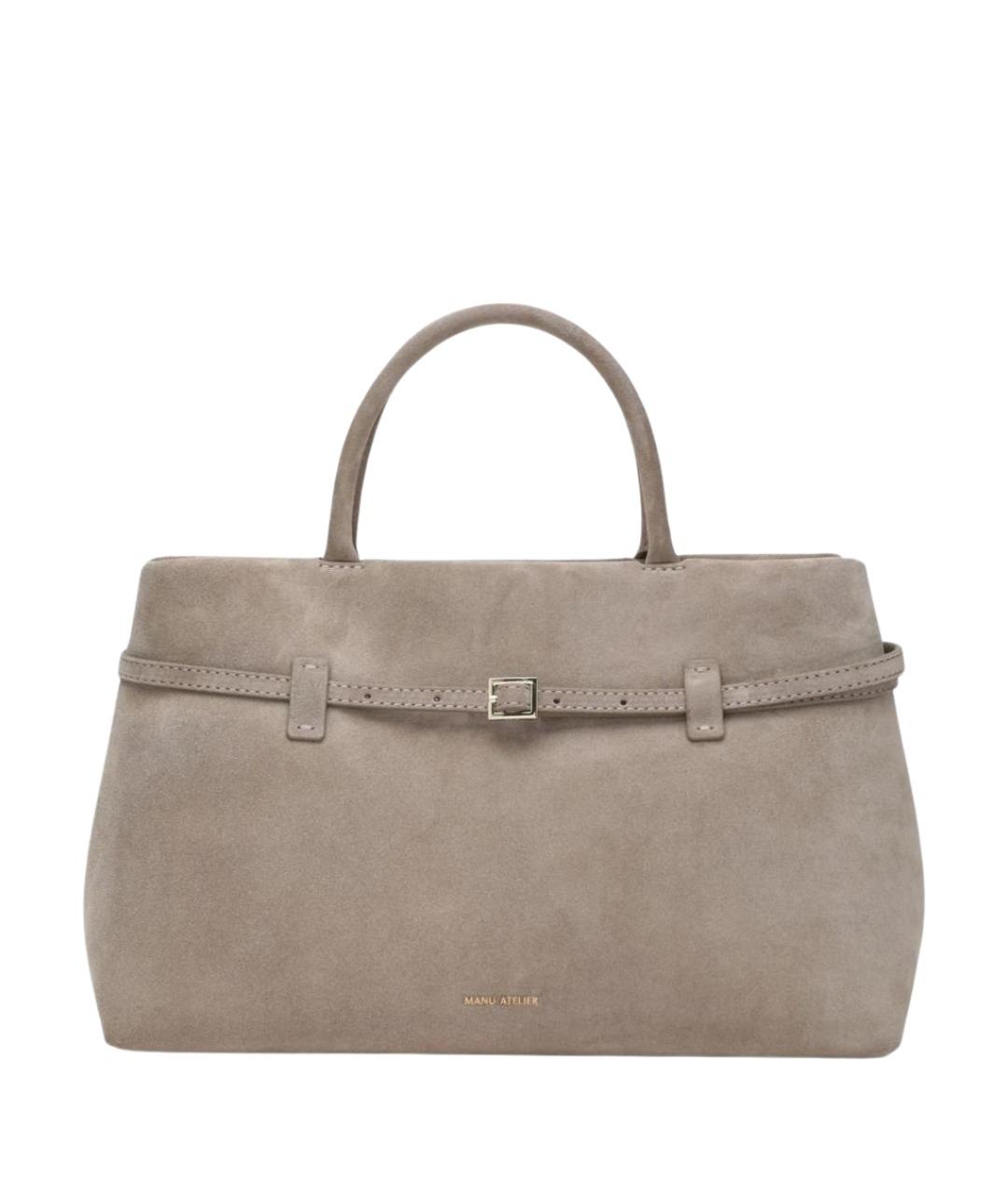 MANU ATELIER Бежевая замшевая сумка тоут, фото 1