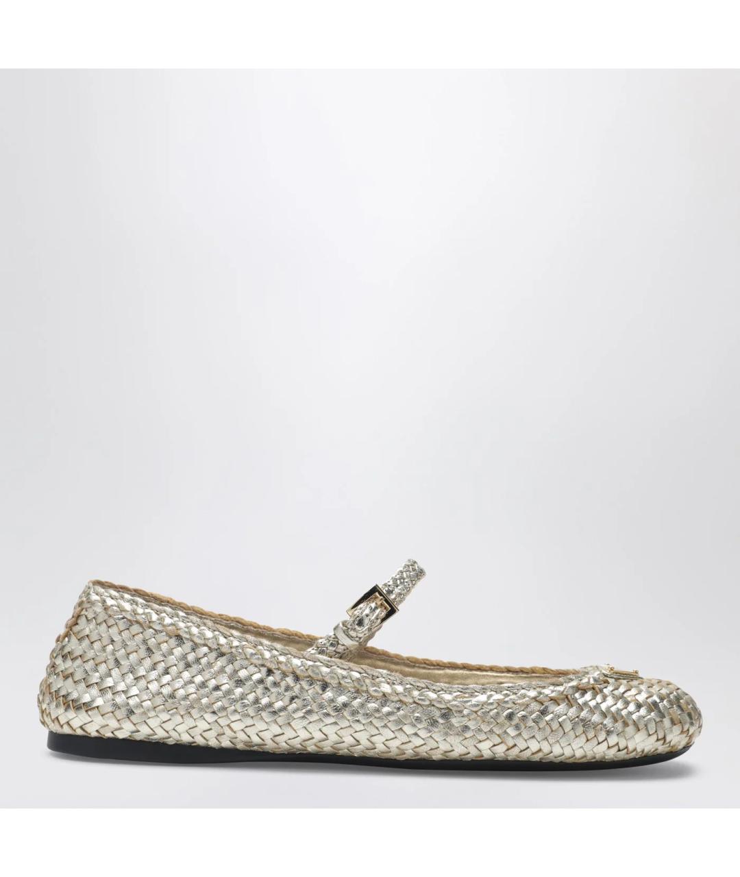 PRADA Золотые кожаные балетки, фото 3