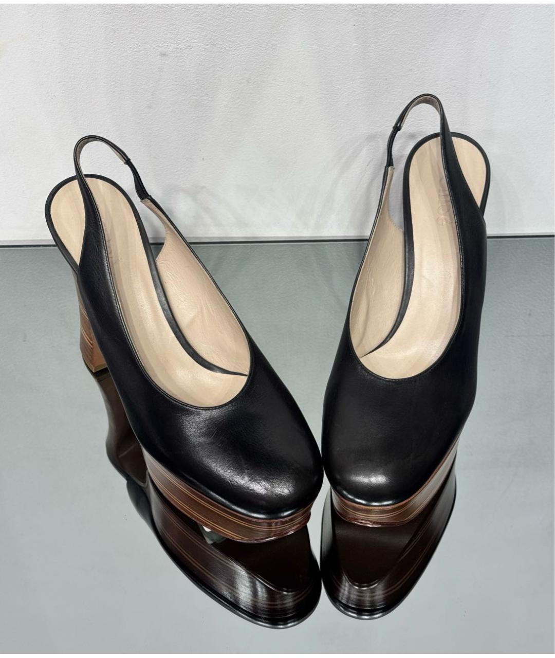 CHLOE Черные кожаные босоножки, фото 4