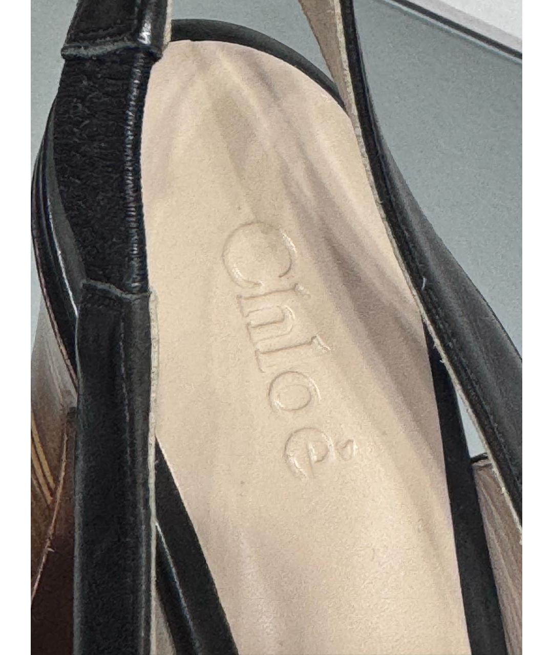 CHLOE Черные кожаные босоножки, фото 6