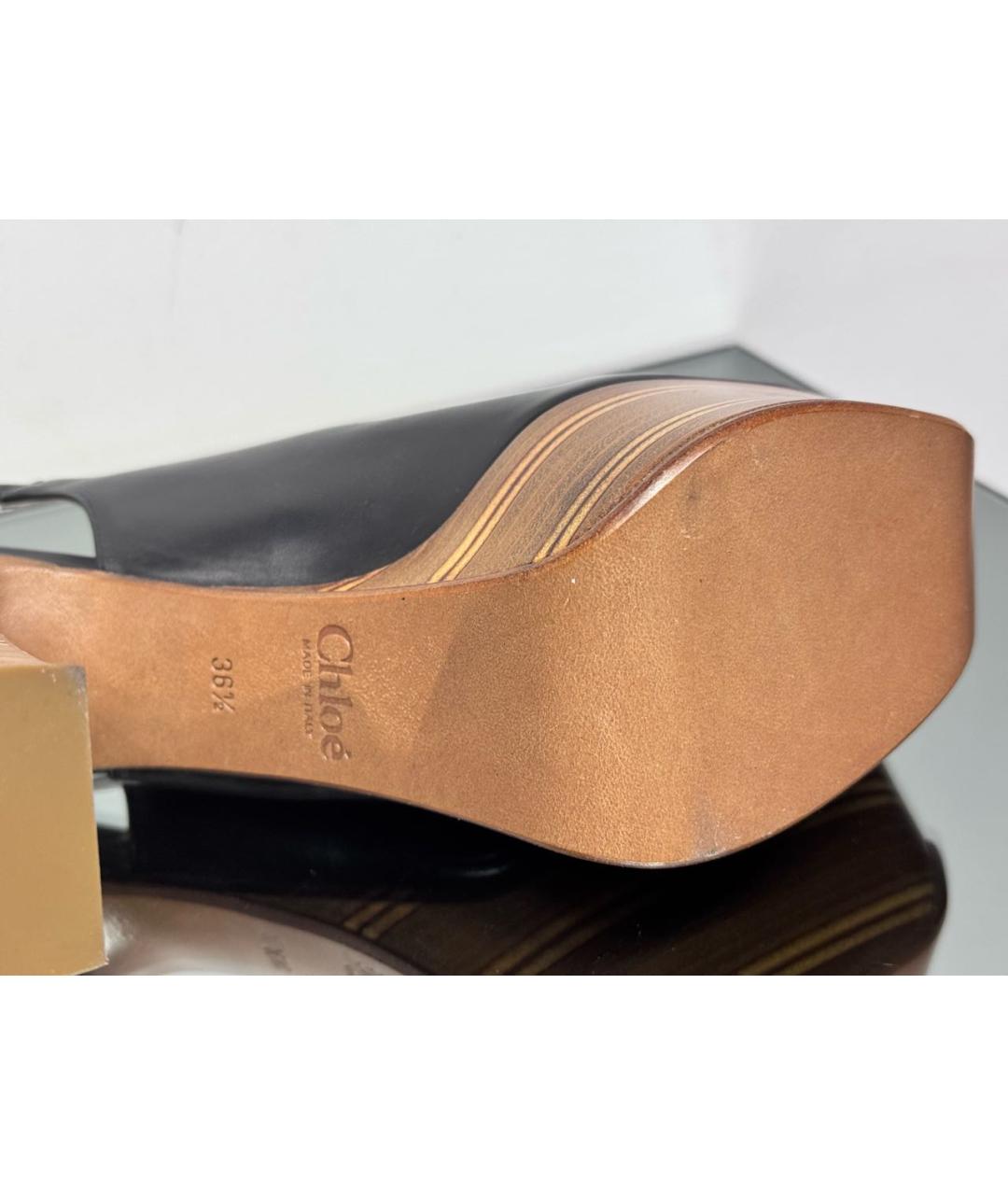 CHLOE Черные кожаные босоножки, фото 5