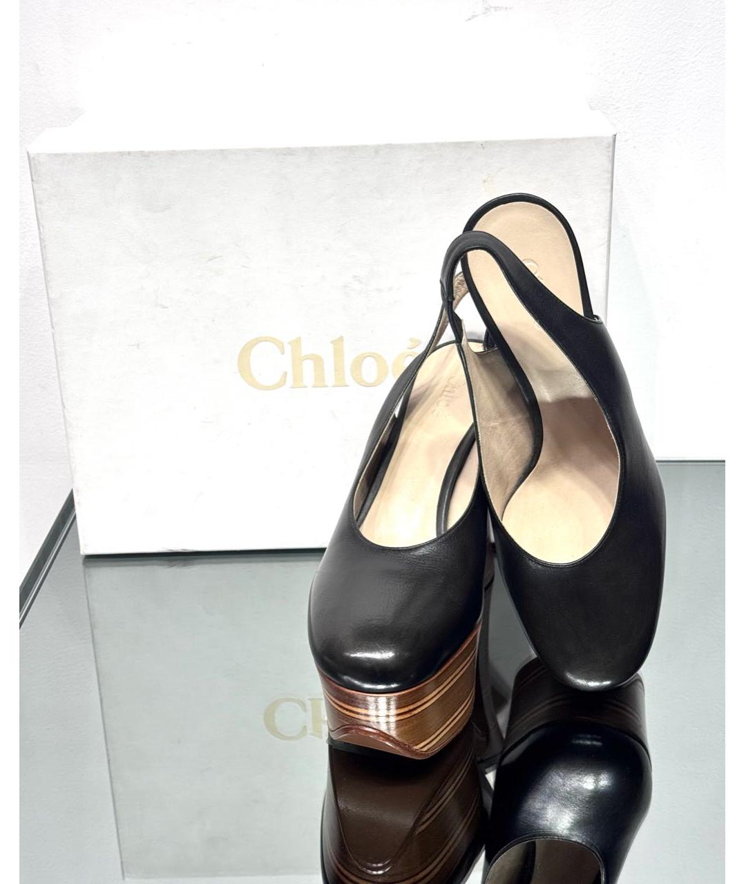 CHLOE Черные кожаные босоножки, фото 7