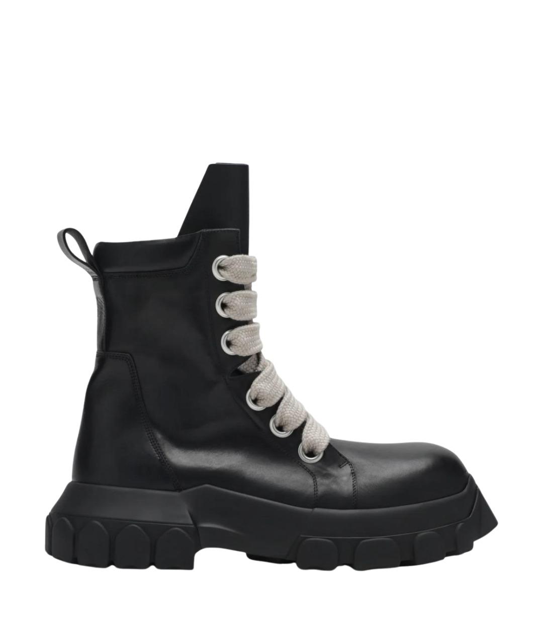 RICK OWENS Черные кожаные высокие ботинки, фото 1