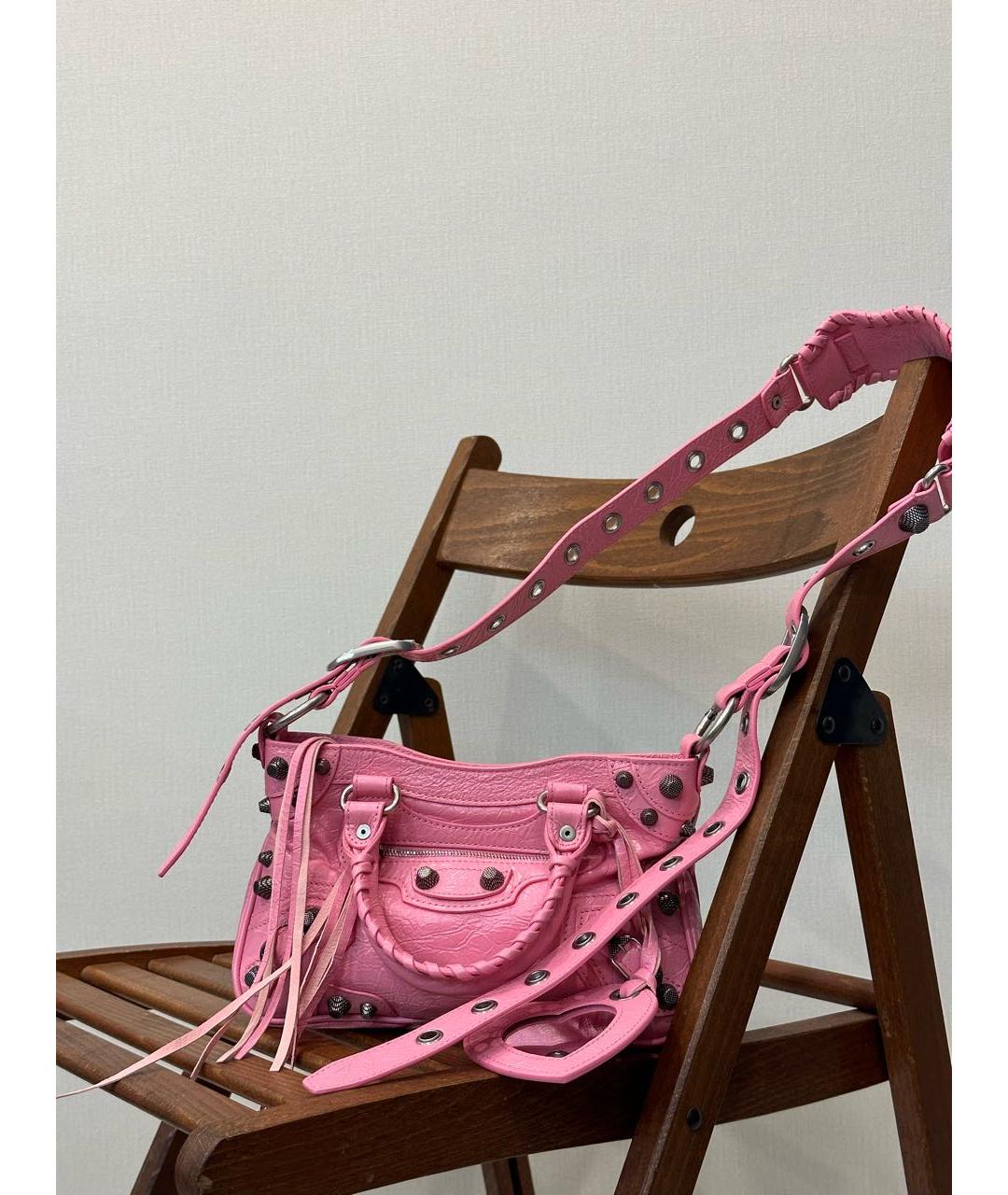 BALENCIAGA Розовая кожаная сумка через плечо, фото 7