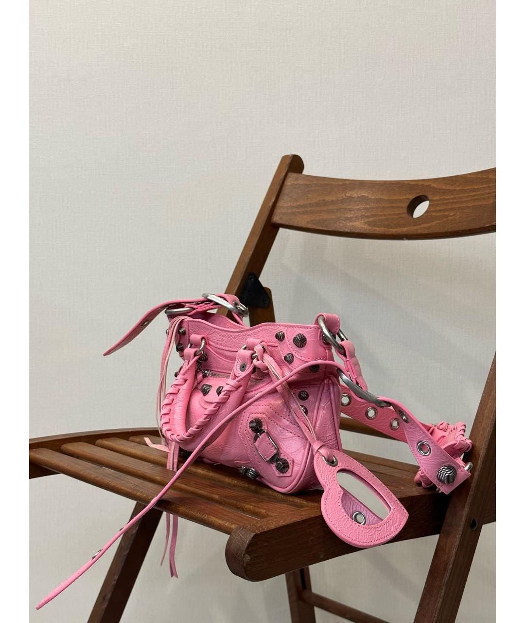 BALENCIAGA Розовая кожаная сумка через плечо, фото 3