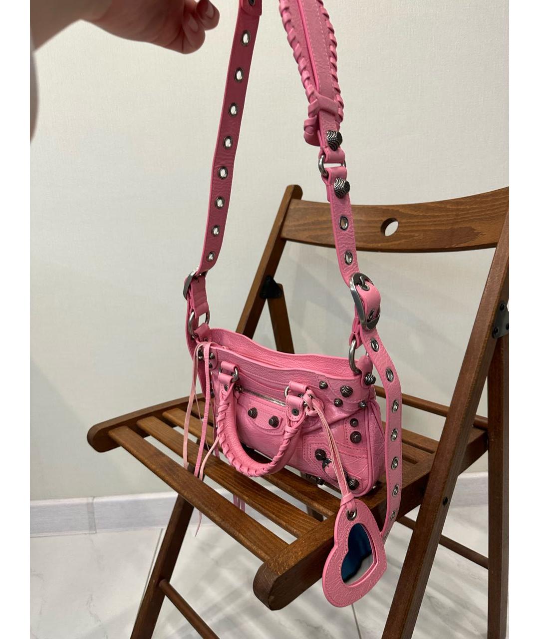 BALENCIAGA Розовая кожаная сумка через плечо, фото 4