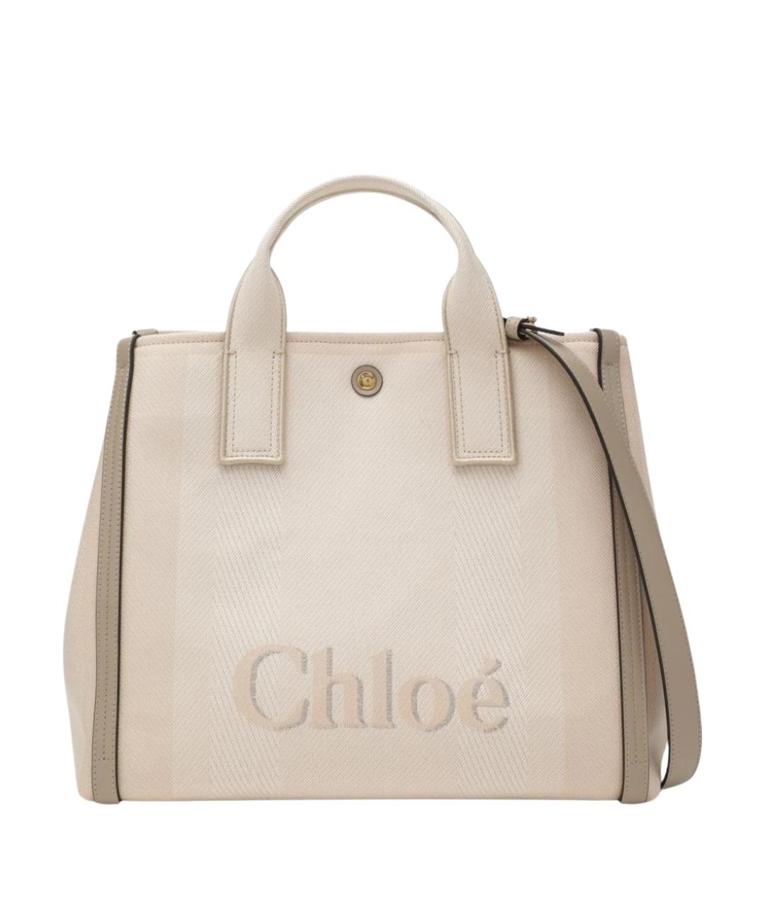 CHLOE Бежевая хлопковая сумка тоут, фото 1