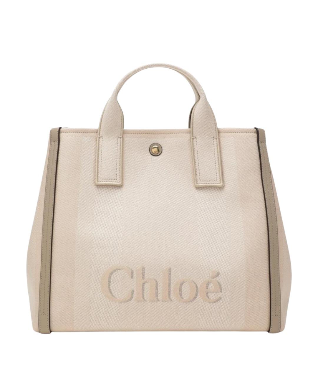CHLOE Бежевая хлопковая сумка тоут, фото 2