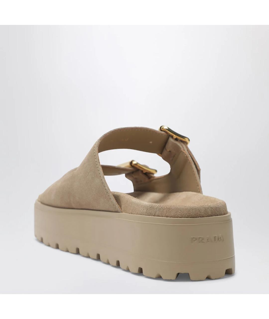 PRADA Бежевые замшевые сандалии, фото 2