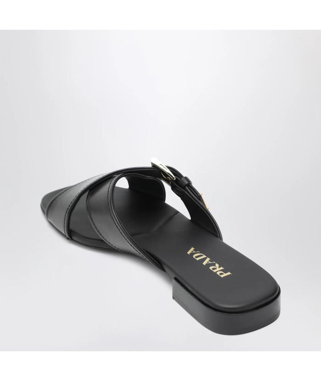 PRADA Черные кожаные шлепанцы, фото 2