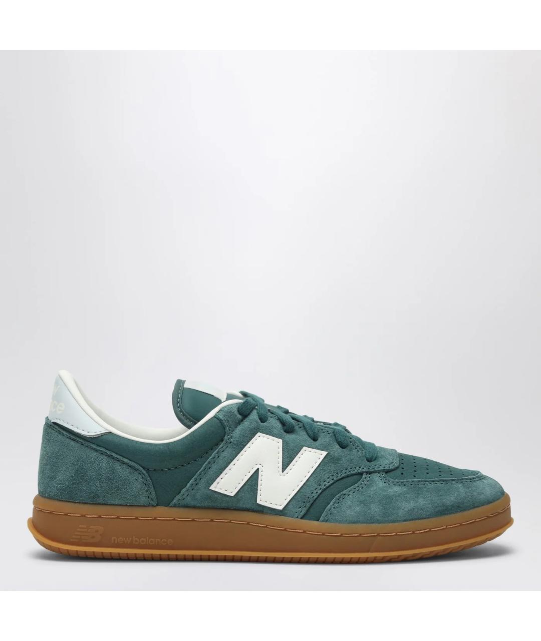 NEW BALANCE Зеленые кожаные низкие кроссовки / кеды, фото 3