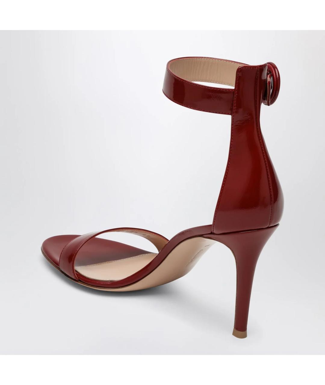 GIANVITO ROSSI Бордовые босоножки из лакированной кожи, фото 2