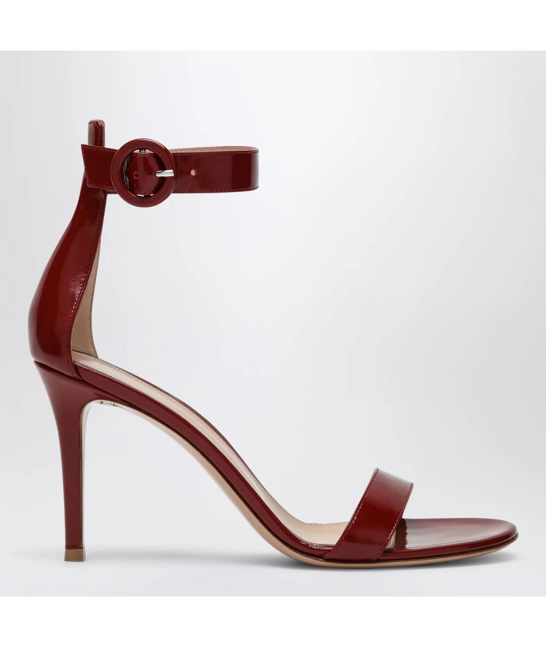 GIANVITO ROSSI Бордовые босоножки из лакированной кожи, фото 3