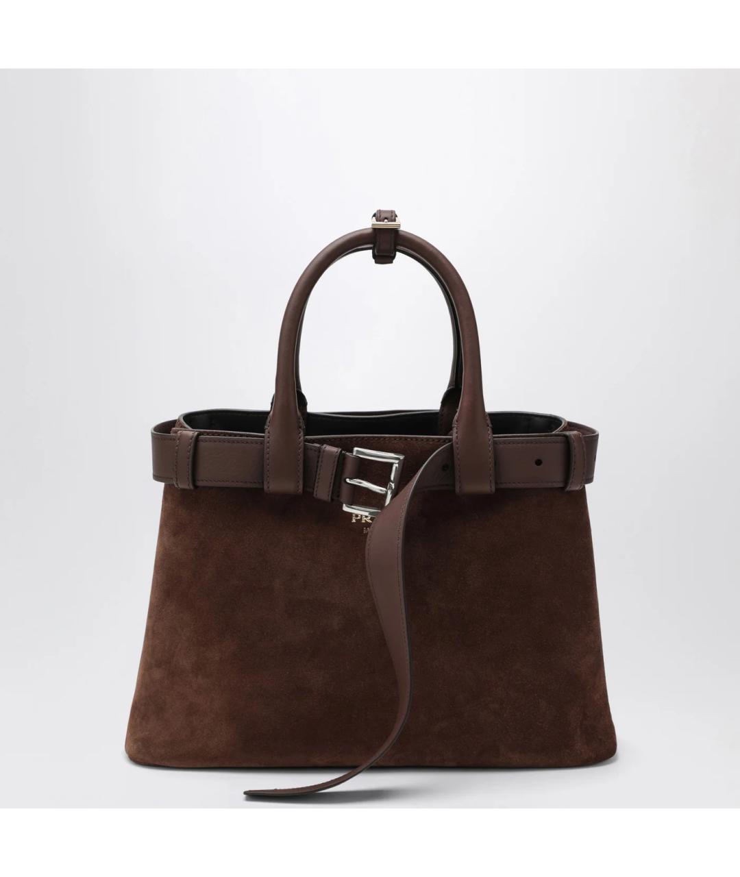 PRADA Коричневая замшевая сумка тоут, фото 3