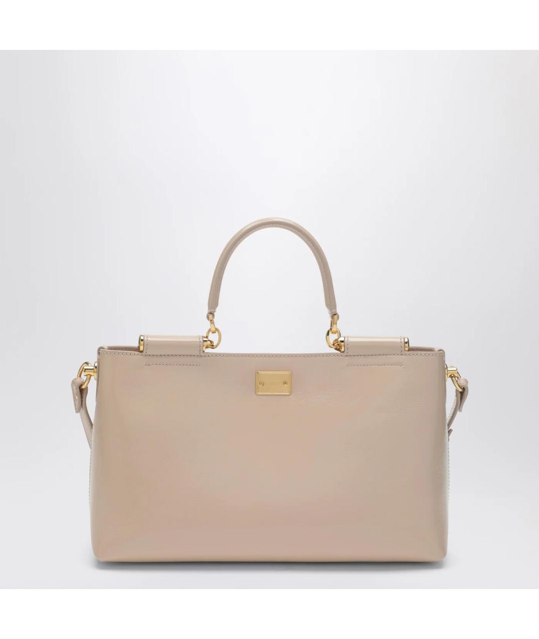 DOLCE&GABBANA Бежевая кожаная сумка тоут, фото 3