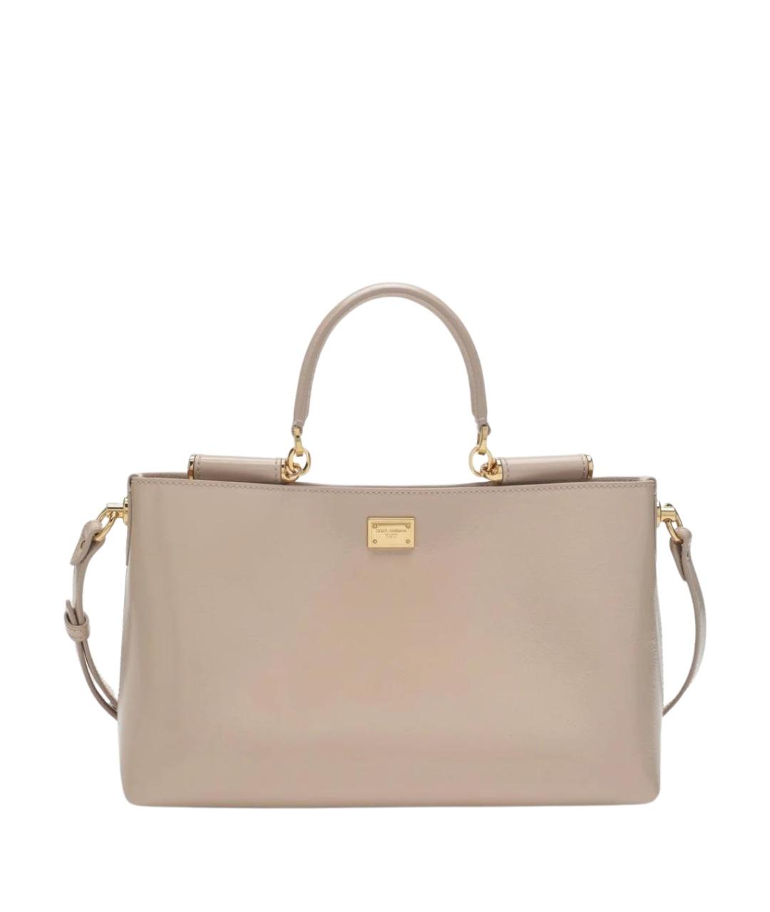 DOLCE&GABBANA Бежевая кожаная сумка тоут, фото 1