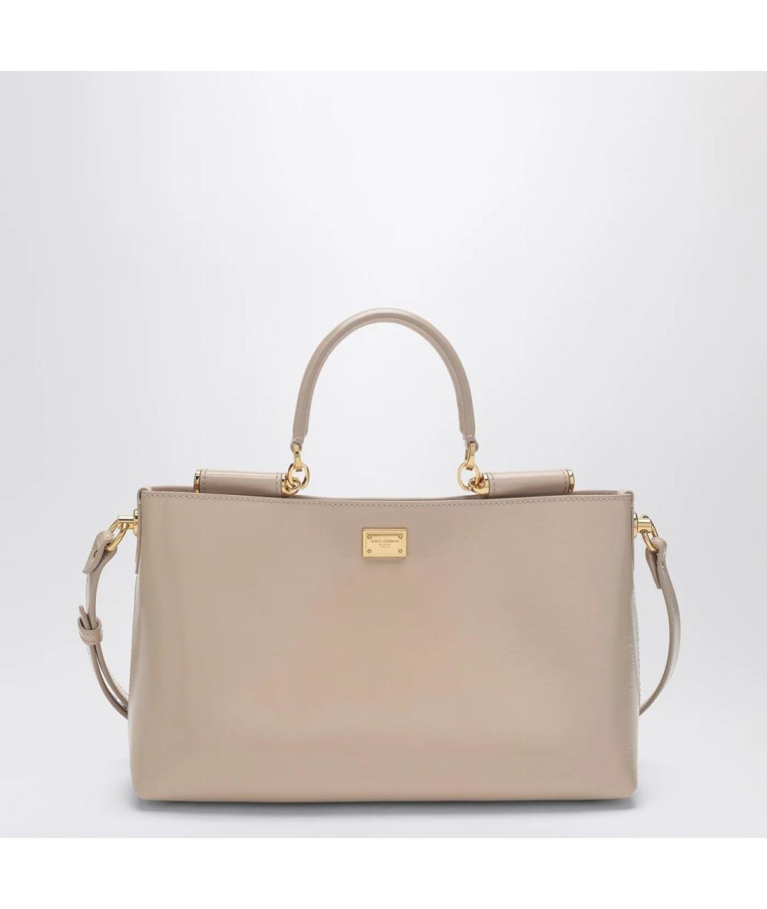 DOLCE&GABBANA Бежевая кожаная сумка тоут, фото 2