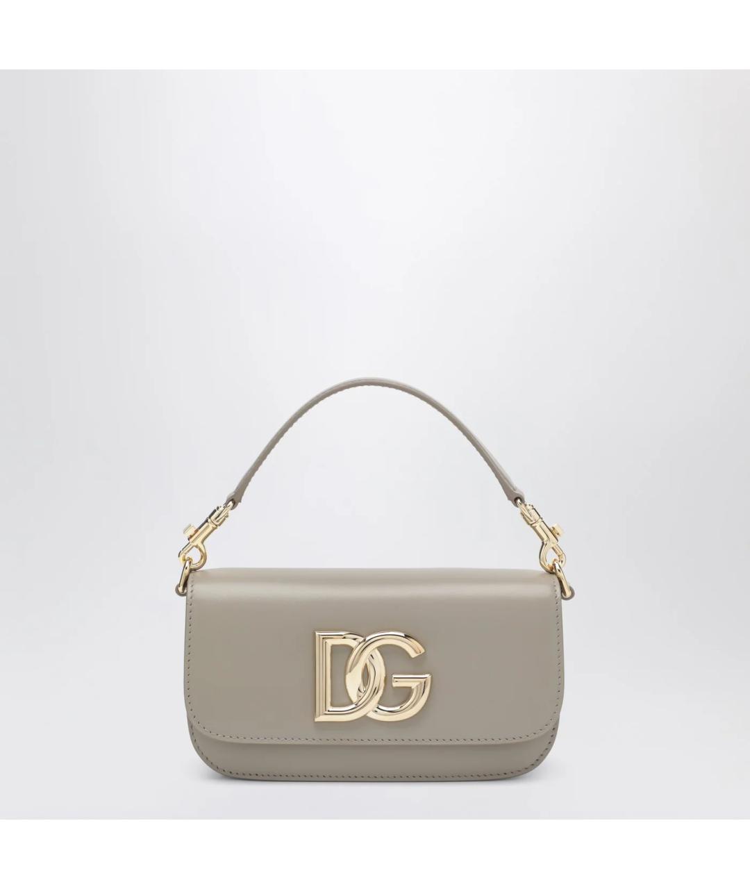 DOLCE&GABBANA Бежевая кожаная сумка через плечо, фото 3