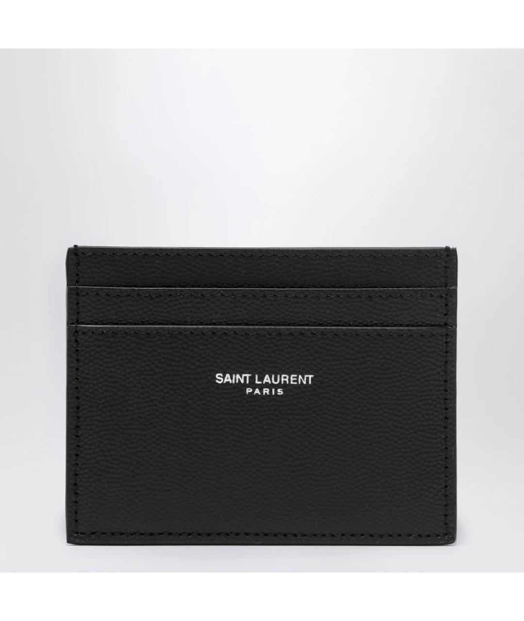 SAINT LAURENT Черный кожаный кардхолдер, фото 3