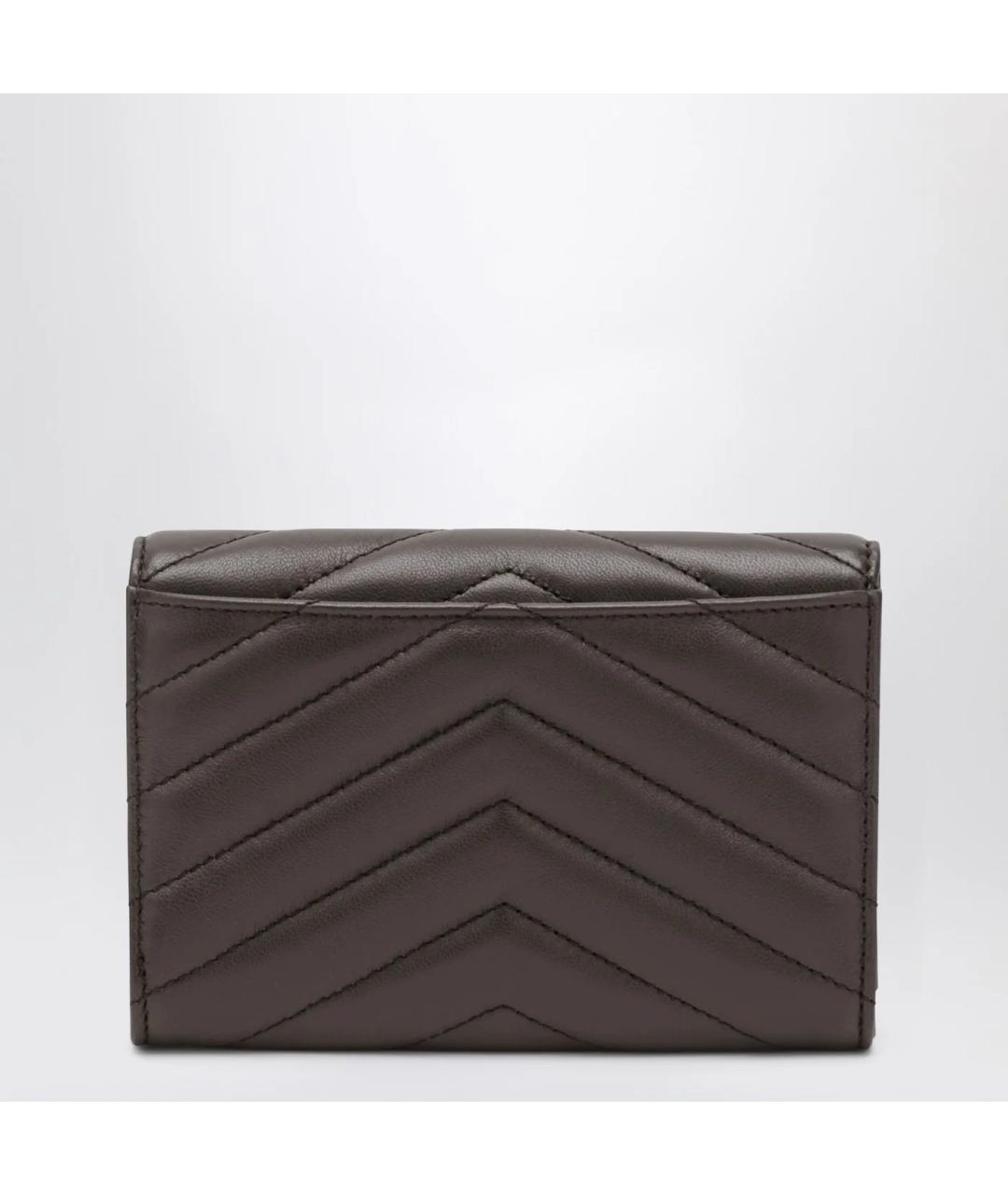 SAINT LAURENT Коричневый кожаный кошелек, фото 2