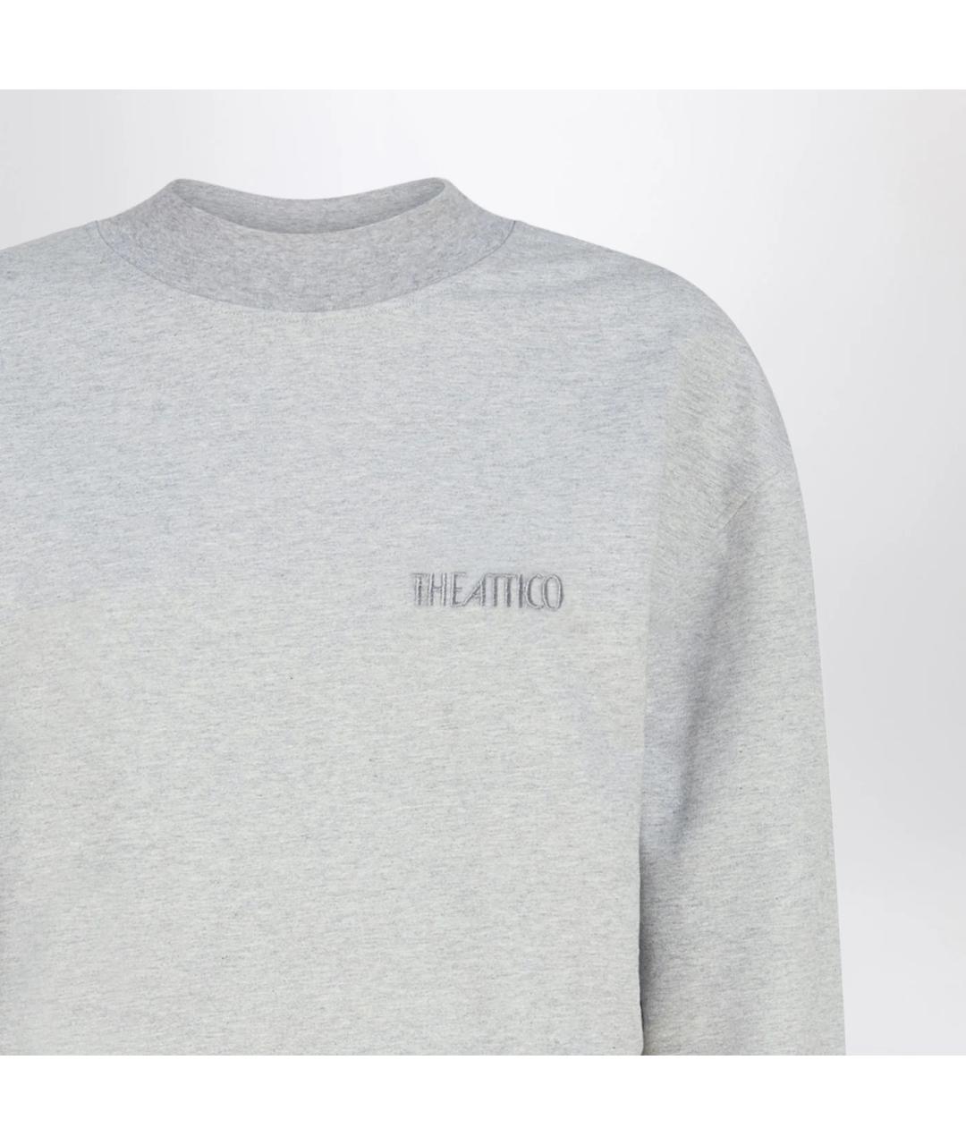 THE ATTICO Серое хлопковое повседневное платье, фото 2