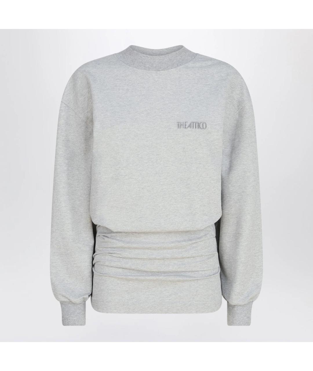 THE ATTICO Серое хлопковое повседневное платье, фото 3