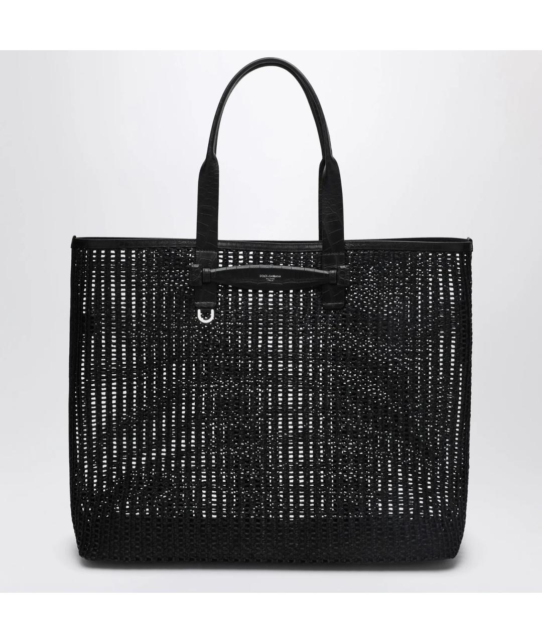 DOLCE&GABBANA Черная пелетеная сумка тоут, фото 3