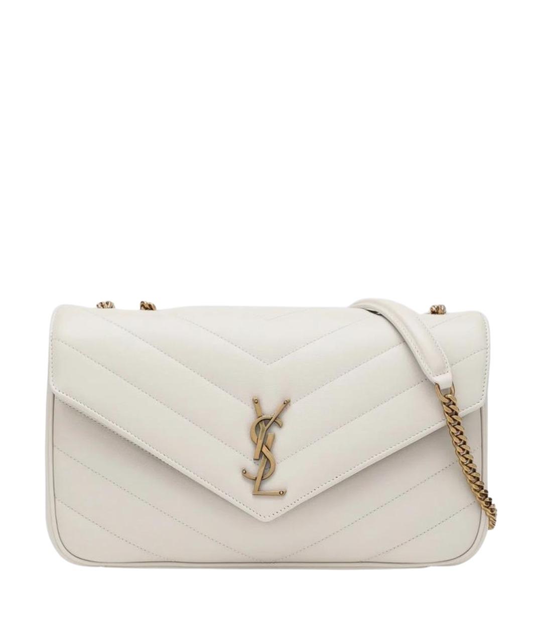 SAINT LAURENT Бежевая кожаная сумка через плечо, фото 1
