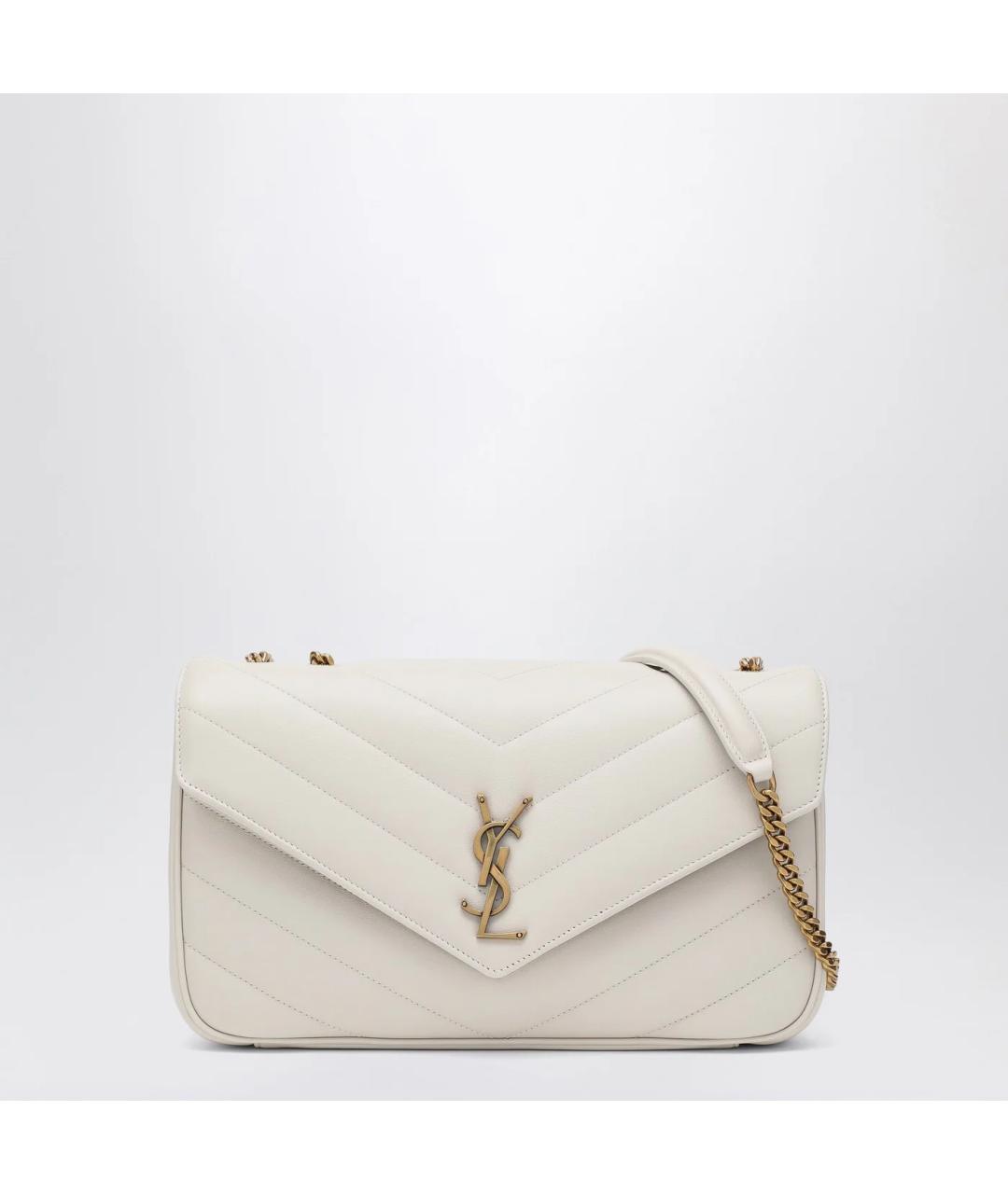 SAINT LAURENT Бежевая кожаная сумка через плечо, фото 3