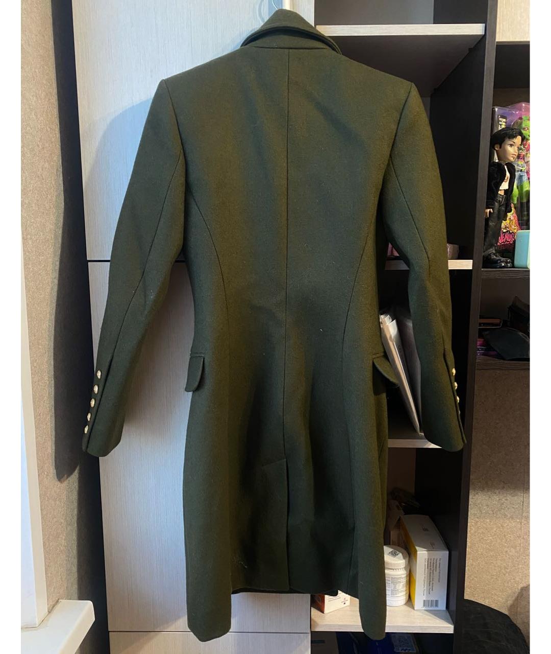 BALMAIN Хаки шерстяное пальто, фото 3