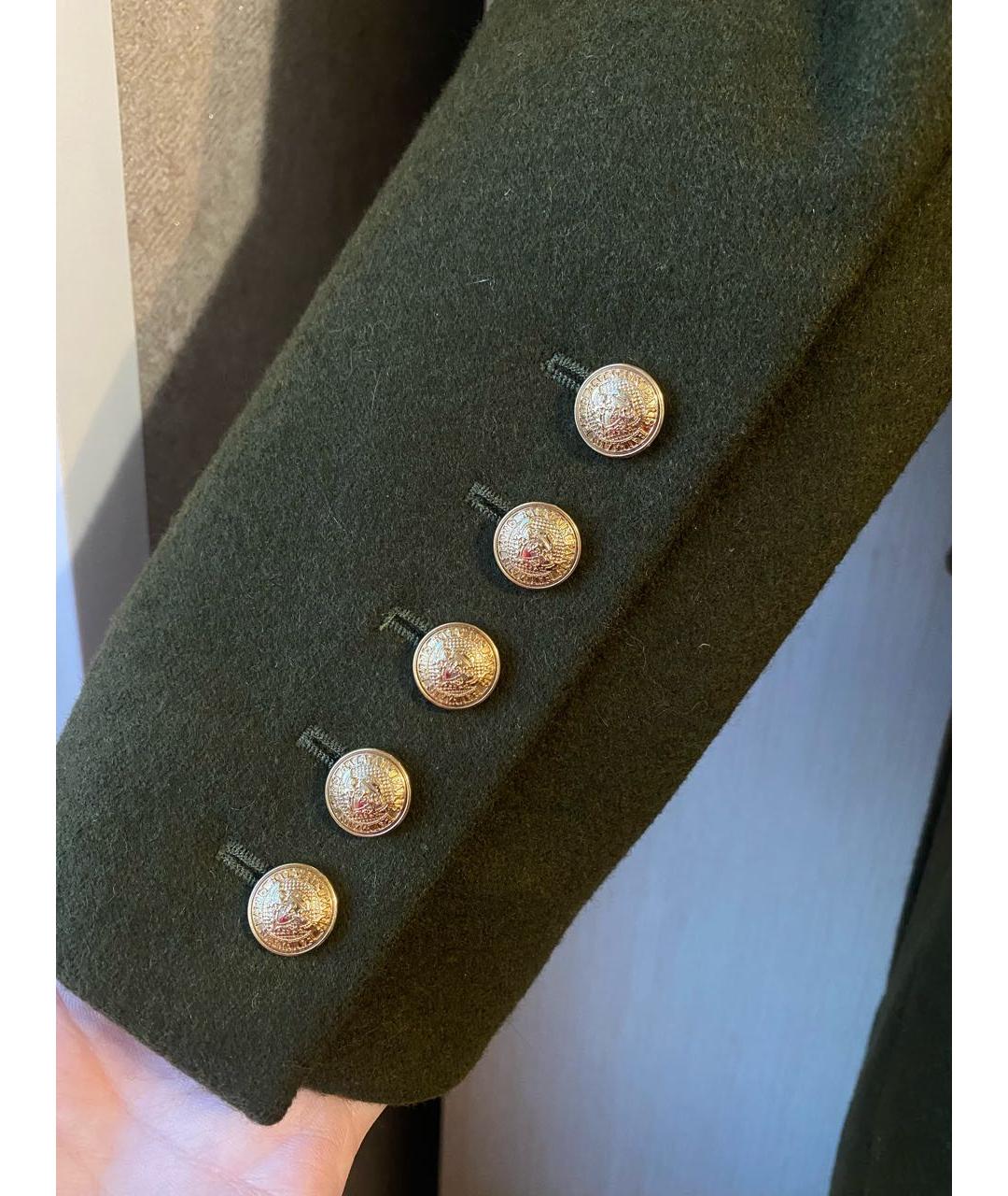 BALMAIN Хаки шерстяное пальто, фото 7