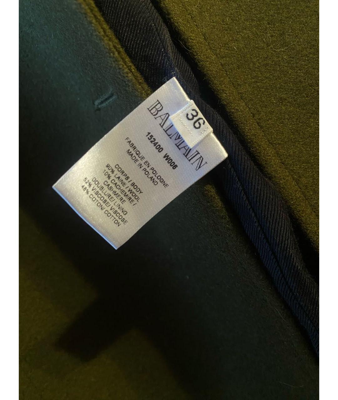 BALMAIN Хаки шерстяное пальто, фото 6