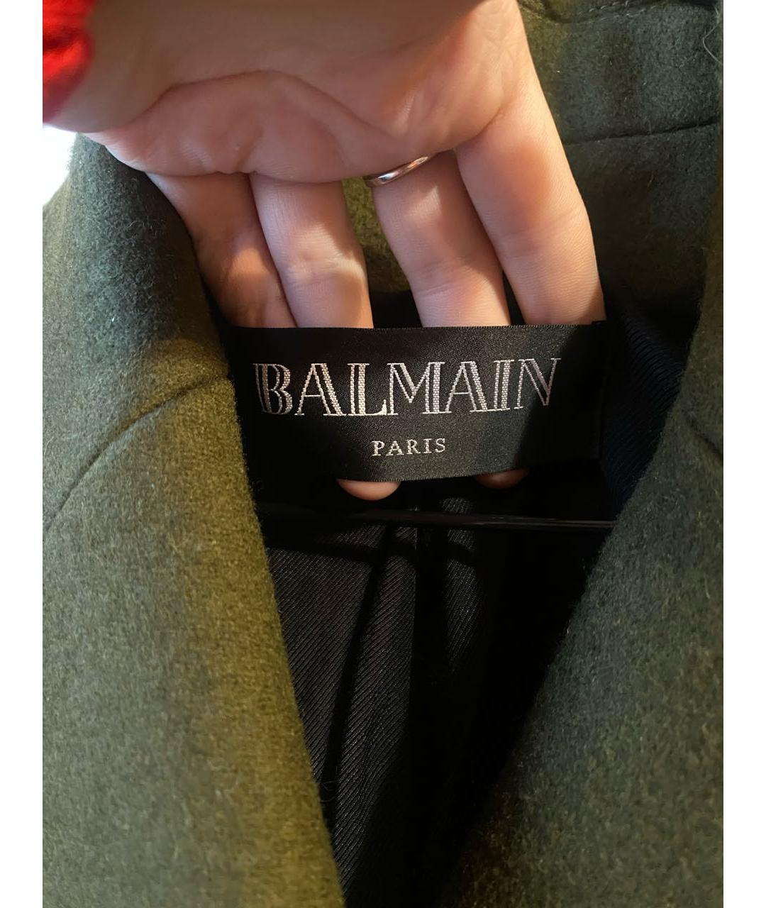 BALMAIN Хаки шерстяное пальто, фото 2