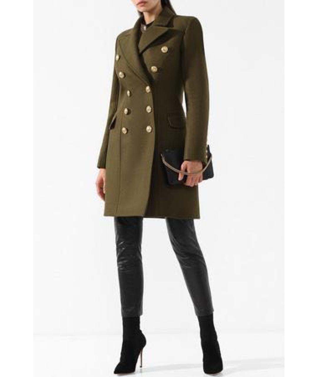 BALMAIN Хаки шерстяное пальто, фото 8