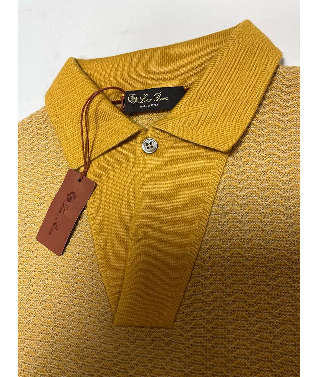 LORO PIANA Желтое поло с длинным рукавом, фото 2