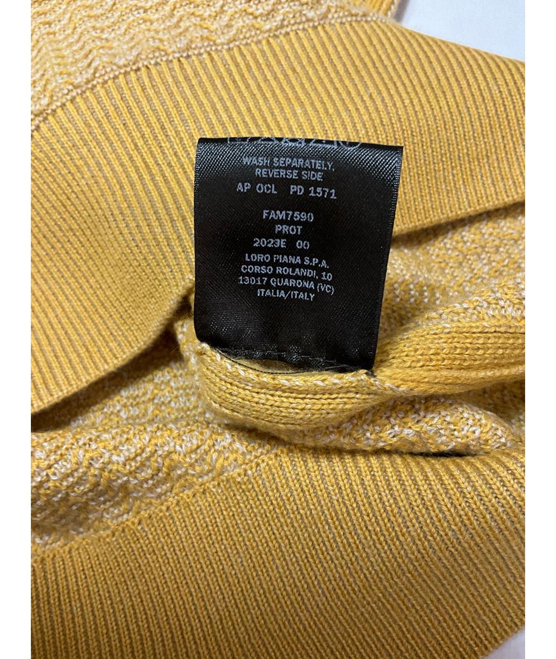 LORO PIANA Желтое поло с длинным рукавом, фото 6