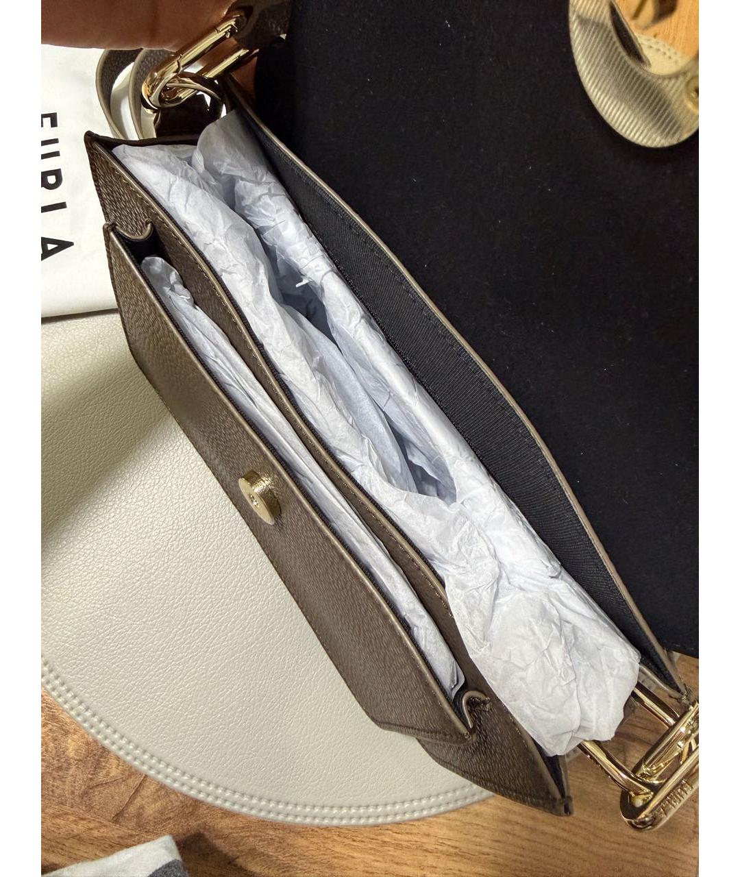 FURLA Коричневая кожаная сумка с короткими ручками, фото 5