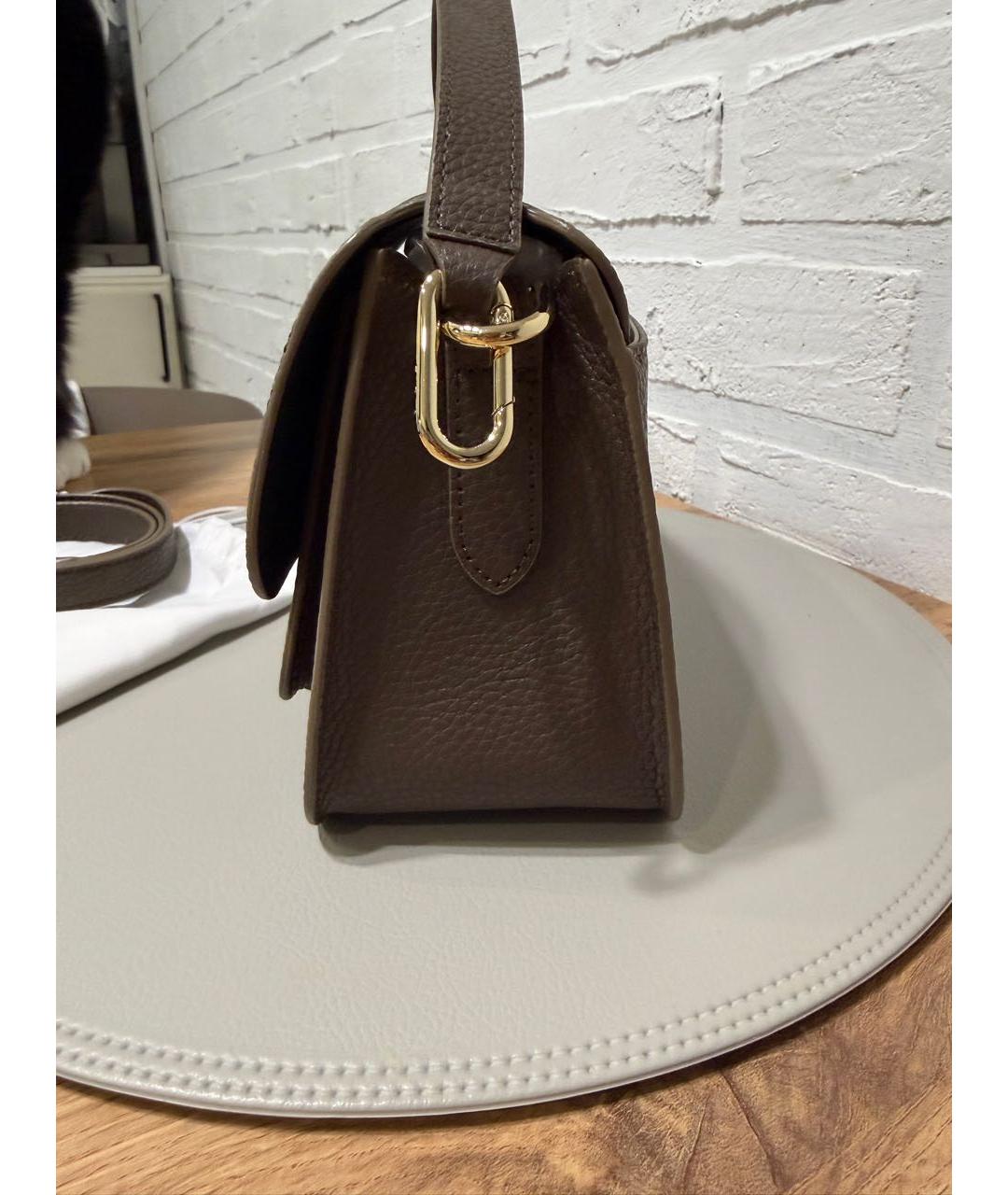 FURLA Коричневая кожаная сумка с короткими ручками, фото 2