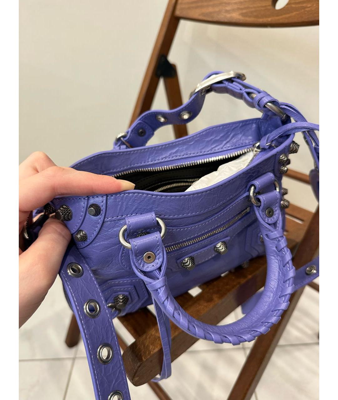 BALENCIAGA Фиолетовая кожаная сумка через плечо, фото 4