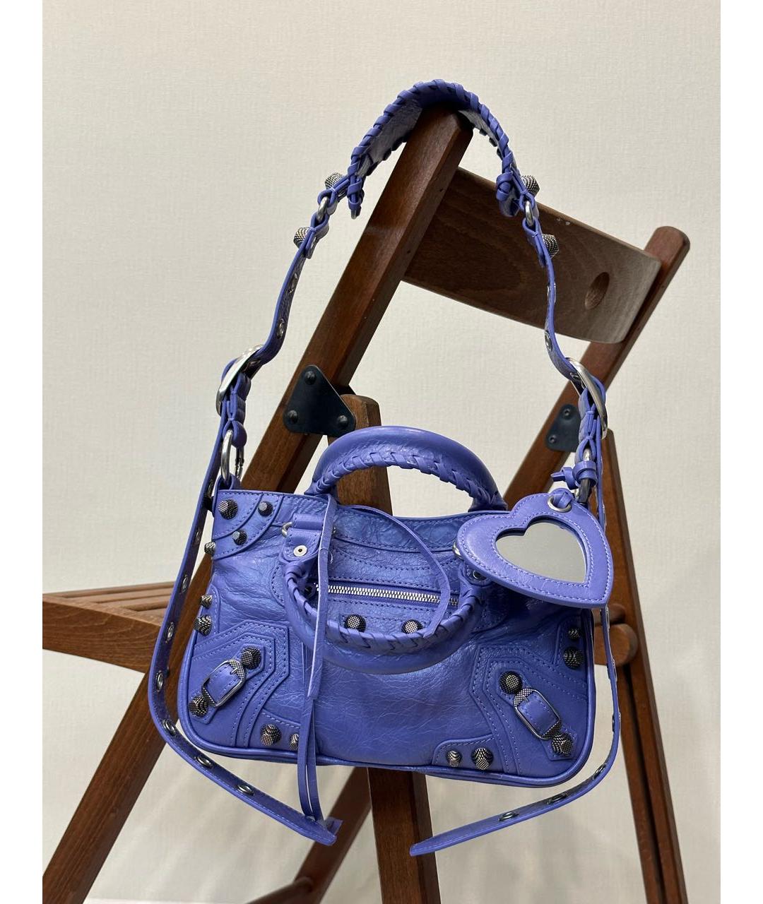 BALENCIAGA Фиолетовая кожаная сумка через плечо, фото 5