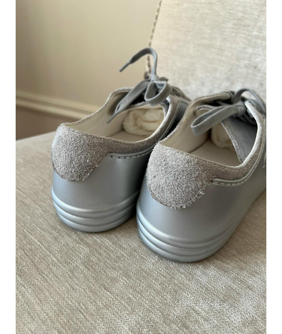 CHANEL Серебряные кожаные кеды, фото 5