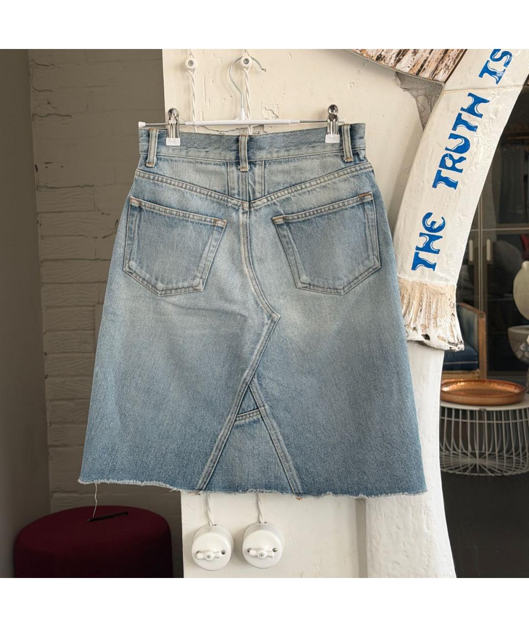 SAINT LAURENT Голубая деним юбка миди, фото 2